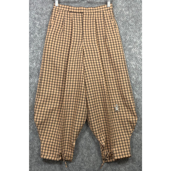 T. Barry Knicker Co. Pants - Vintage T Barry Knicker Co Womens Golf Pants Check Knickers Pleated Tan Black 8